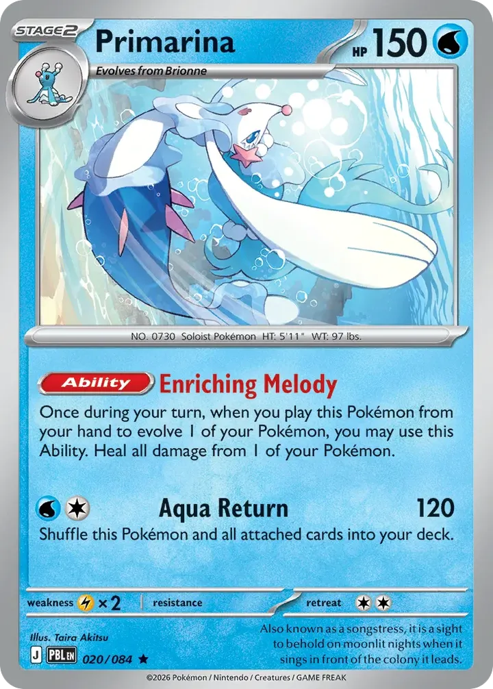 Mega Evolution—Pitch Black 영어판 Primarina 20 카드 앞면