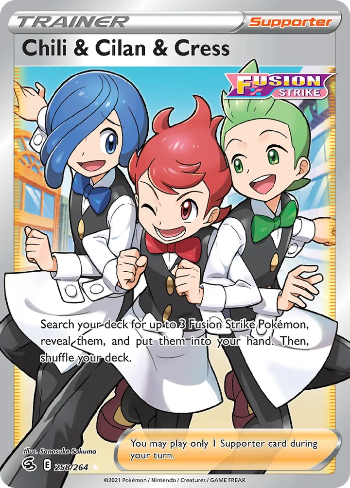 Sword & Shield—Fusion Strike 영어판 Chili & Cilan & Cress 258 카드 앞면