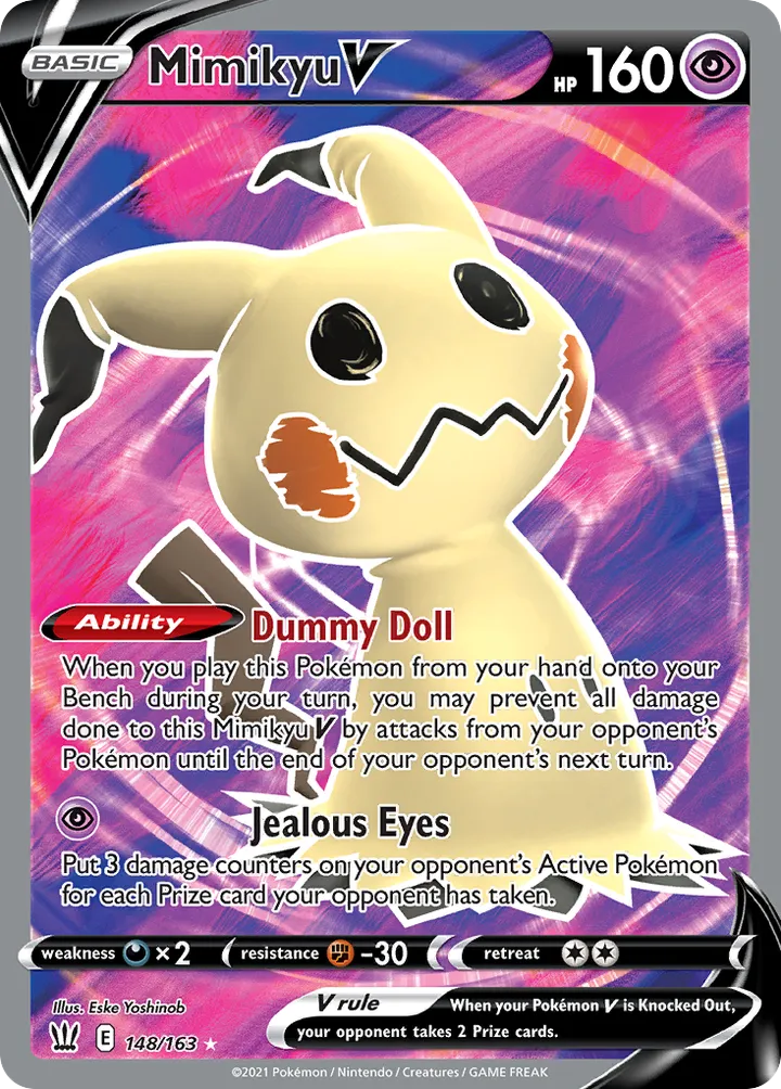Sword & Shield—Battle Styles 영어판 Mimikyu V 148 카드 앞면