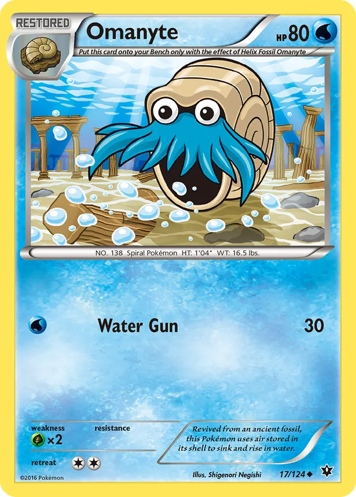 XY—Fates Collide 영어판 Omanyte 17 카드 앞면