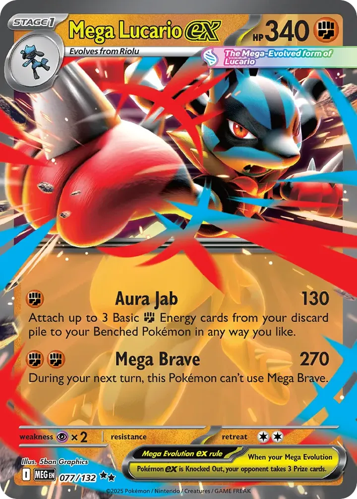 Mega Evolution 英語版 Mega Lucario ex 77 カード表面
