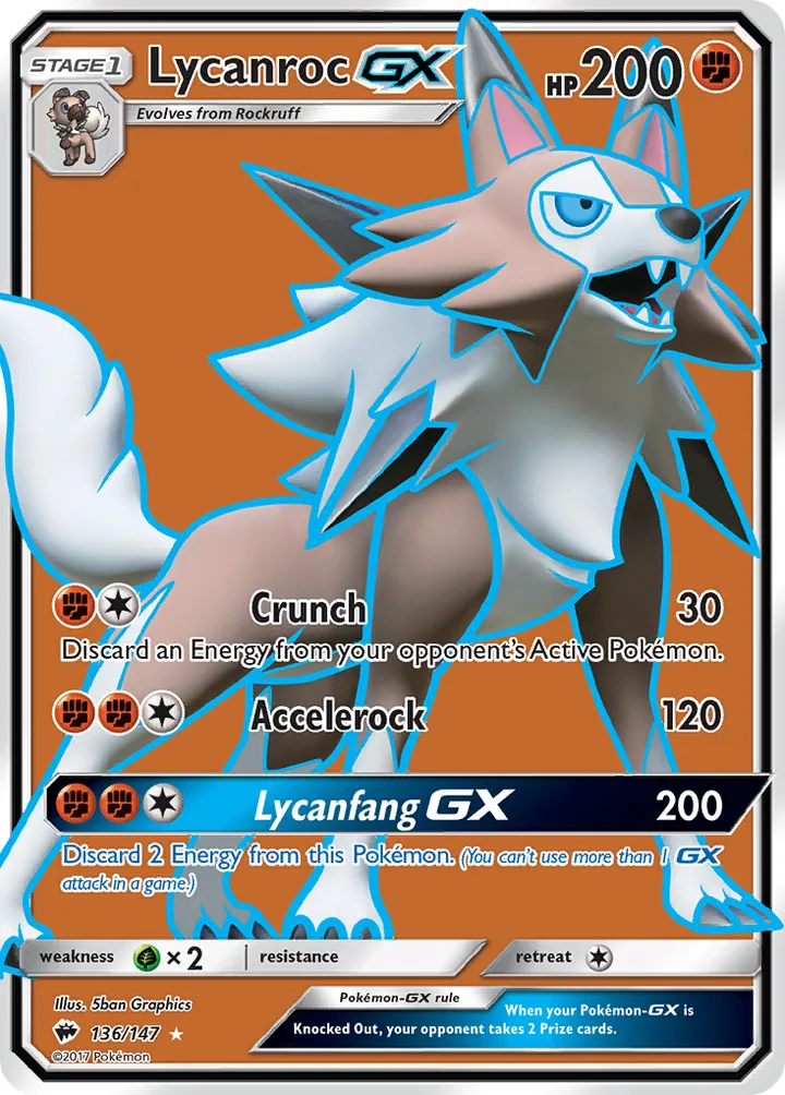 Sun & Moon—Burning Shadows 英語版 Lycanroc-GX 136 カード表面