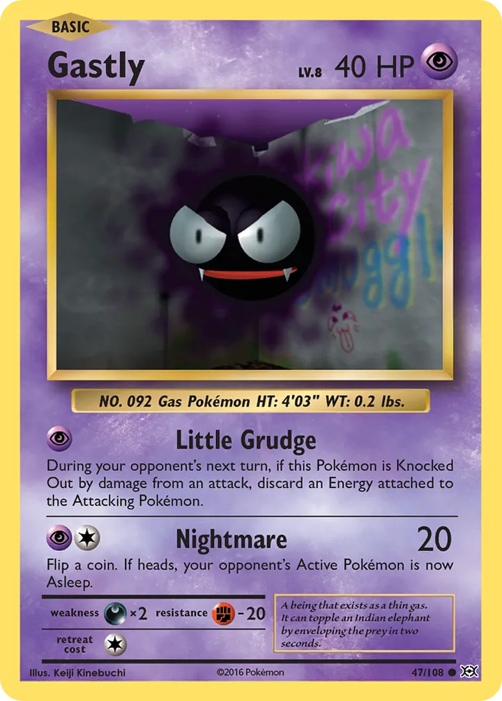 XY—Evolutions 英語版 Gastly 47 カード表面