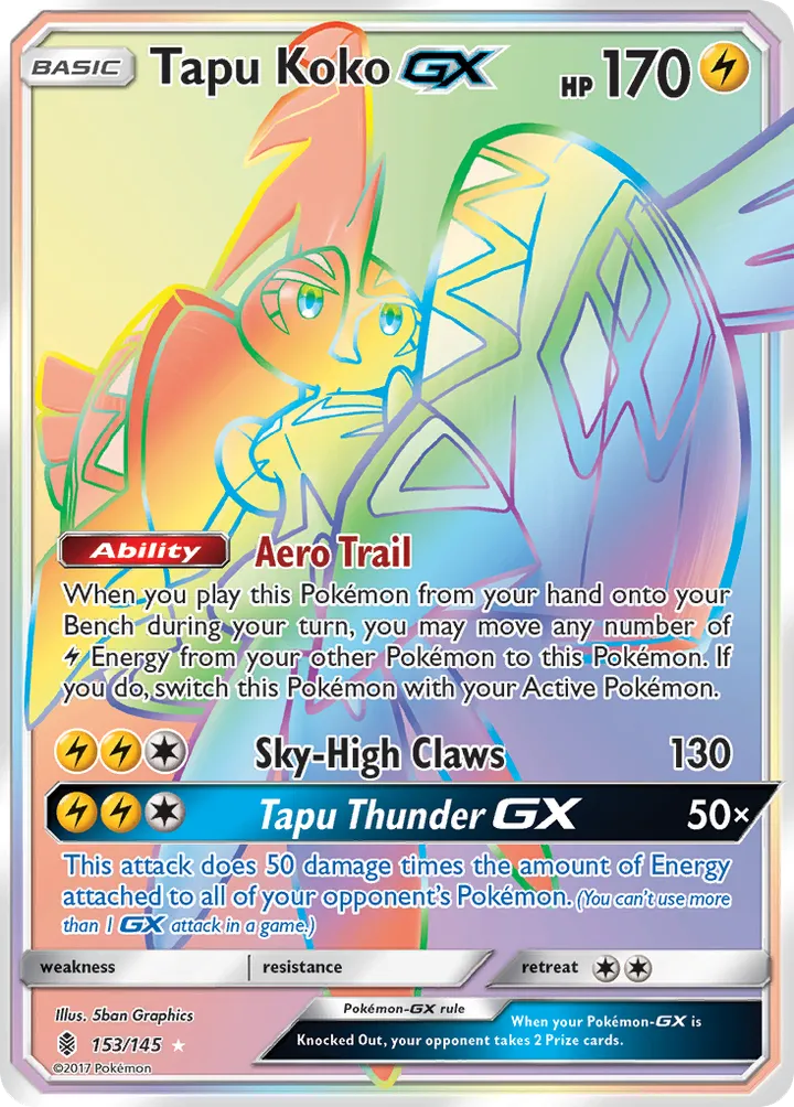 Sun & Moon—Guardians Rising 영어판 Tapu Koko-GX 153 카드 앞면