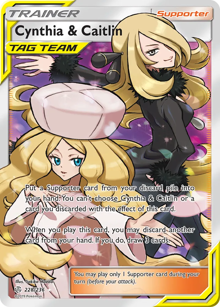 Sun & Moon—Cosmic Eclipse 英語版 Cynthia & Caitlin 228 カード表面