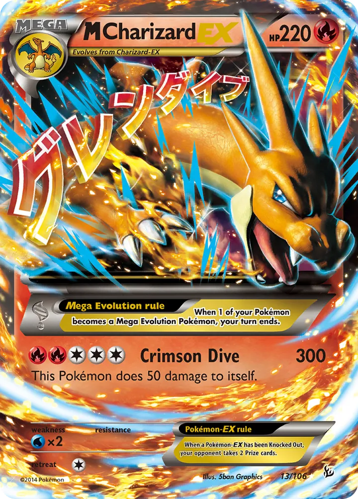 Front of M Charizard-EX 13, XY—Flashfire English