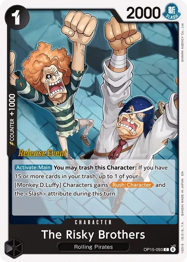 Adventure on Kami's Island 英語版 The Risky Brothers OP15-093 · プレリリース カード表面