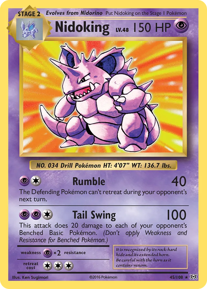 XY—Evolutions 영어판 Nidoking 45 카드 앞면