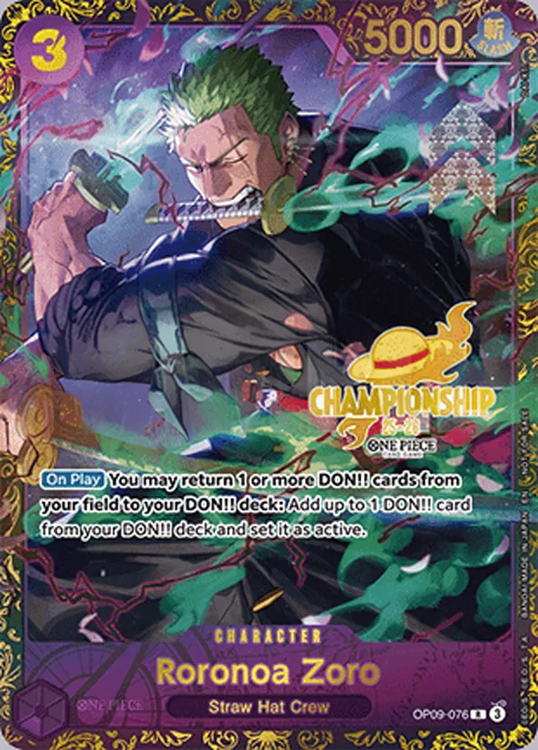 Emperors in the New World 英語版 Roronoa Zoro OP09-076 · チャンピオンシップ カード表面