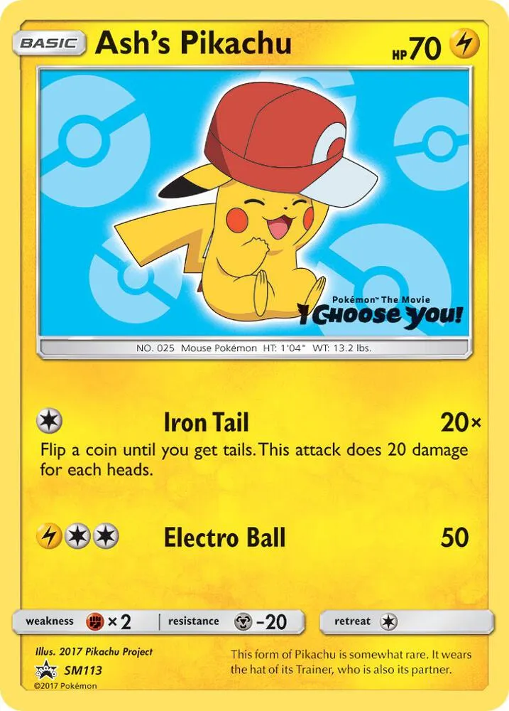 SM Black Star Promos 英語版 Ash's Pikachu SM113 カード表面