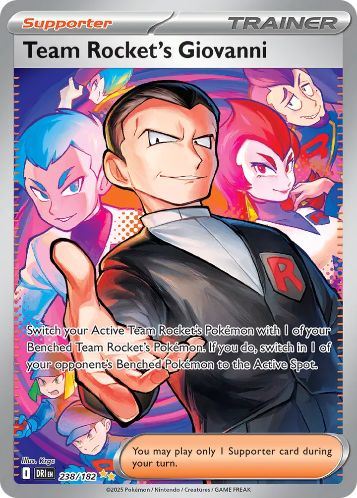 Scarlet & Violet—Destined Rivals 영어판 Team Rocket's Giovanni 238 카드 앞면