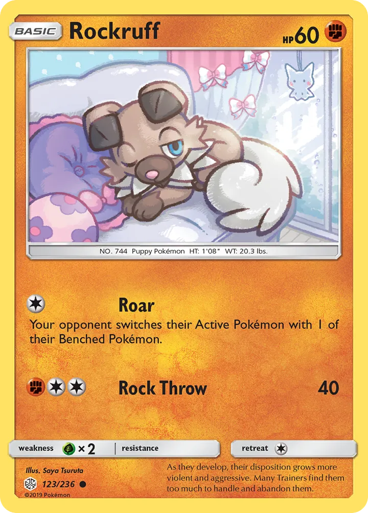 Sun & Moon—Cosmic Eclipse 영어판 Rockruff 123 카드 앞면