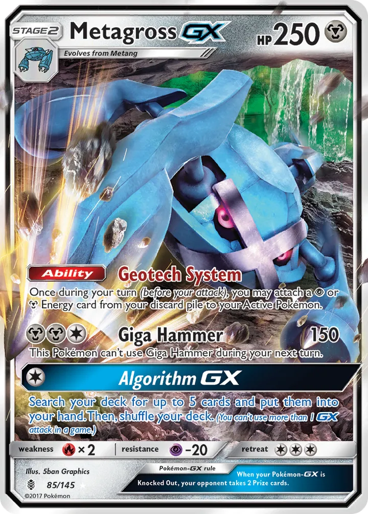 Sun & Moon—Guardians Rising 영어판 Metagross-GX 85 카드 앞면