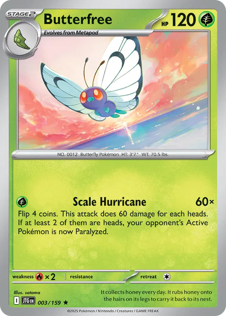 Scarlet & Violet—Journey Together 영어판 Butterfree 3 카드 앞면