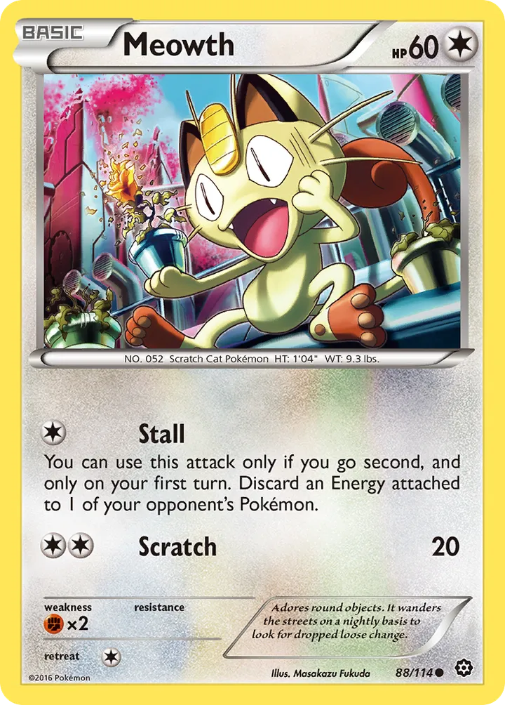 XY—Steam Siege 영어판 Meowth 88 카드 앞면