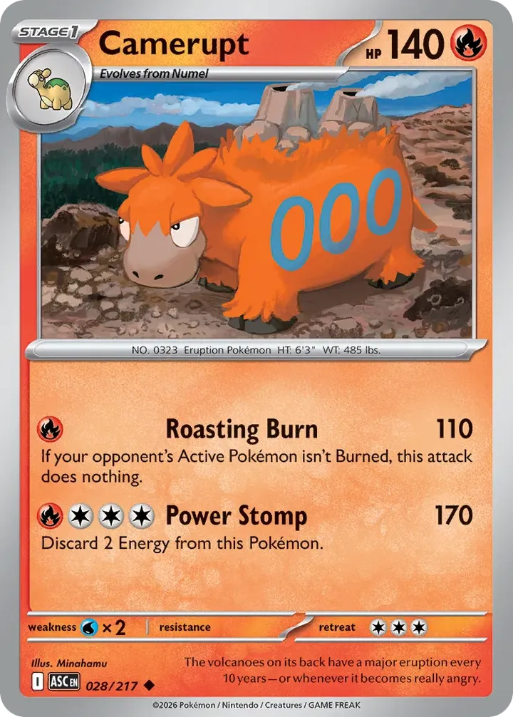 Mega Evolution—Ascended Heroes 영어판 Camerupt 28 카드 앞면