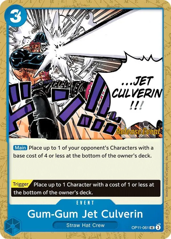 A Fist of Divine Speed 영어판 Gum-Gum Jet Culverin OP11-061 · 세트 출시 행사 카드 앞면