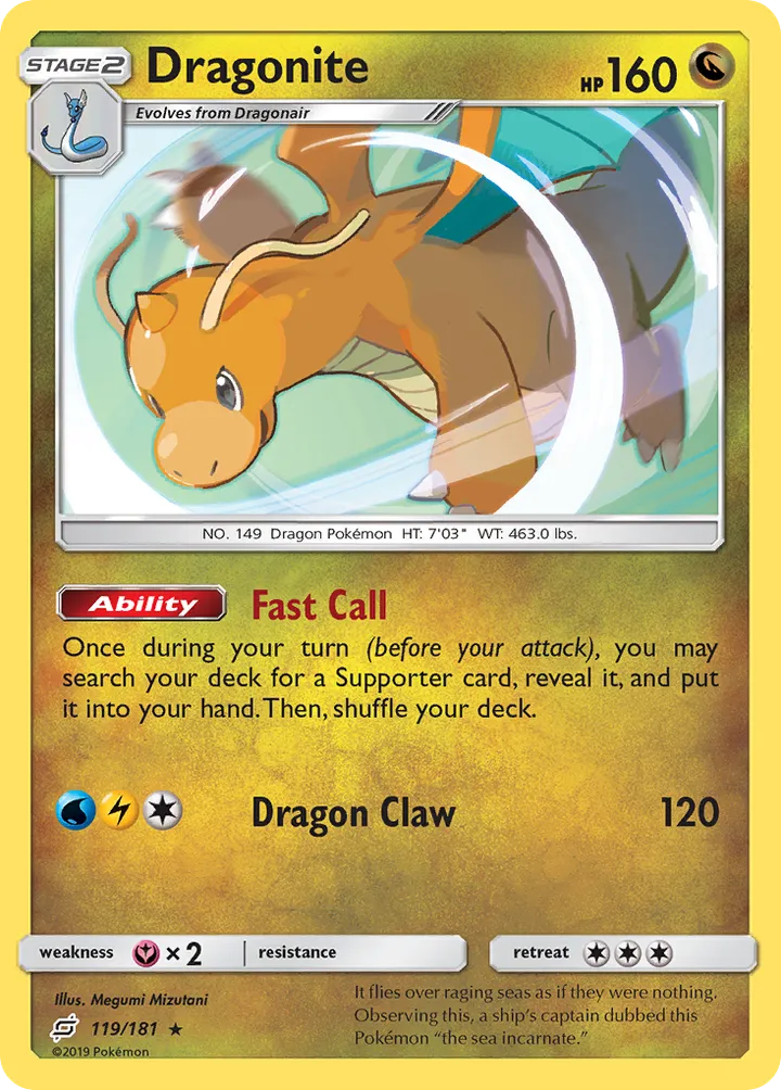 Sun & Moon—Team Up 英語版 Dragonite 119 カード表面