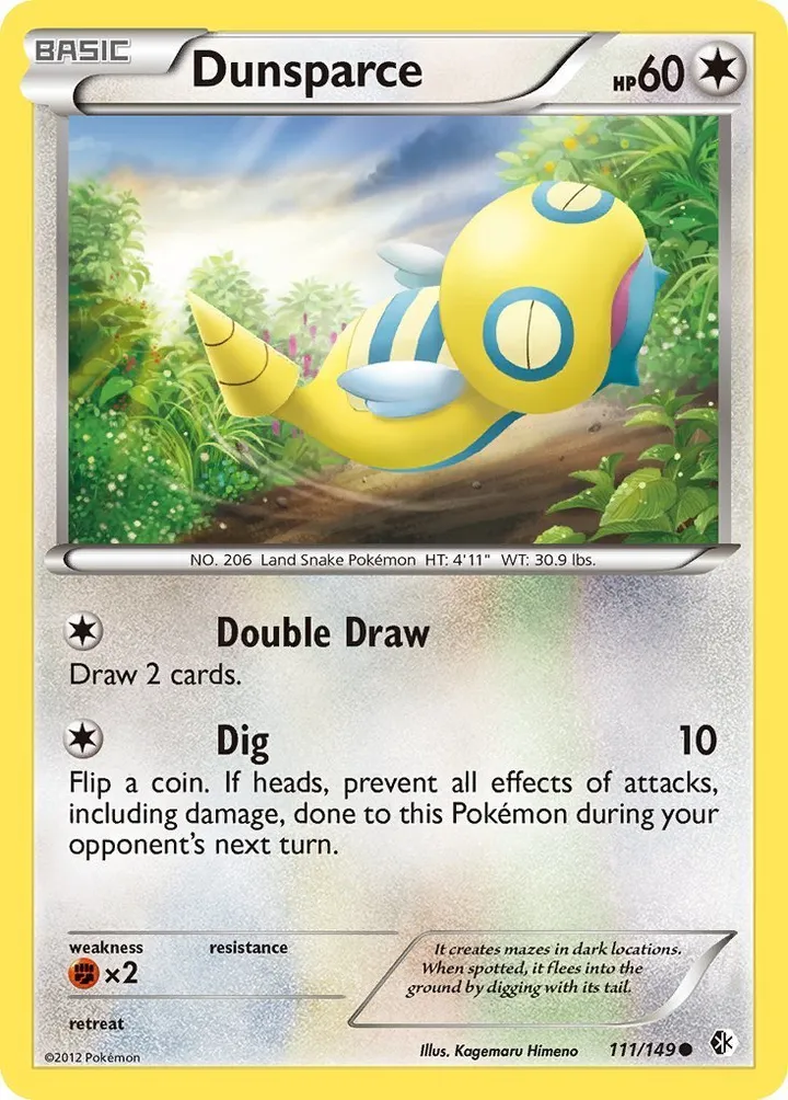Black & White—Boundaries Crossed 영어판 Dunsparce 111 카드 앞면