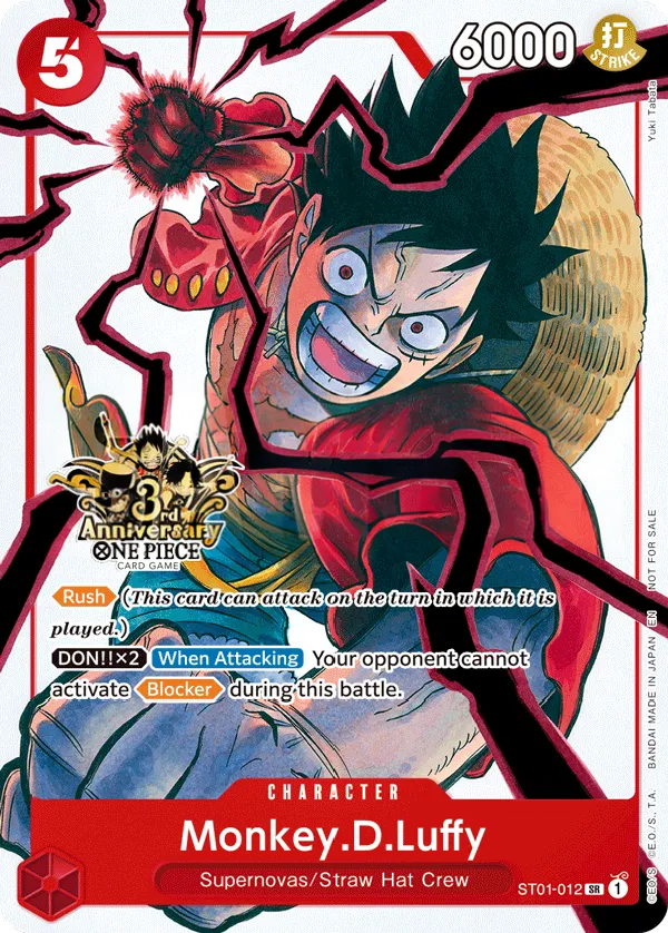 Straw Hat Crew 英語版 Monkey.D.Luffy ST01-012 · パラレル 5 カード表面