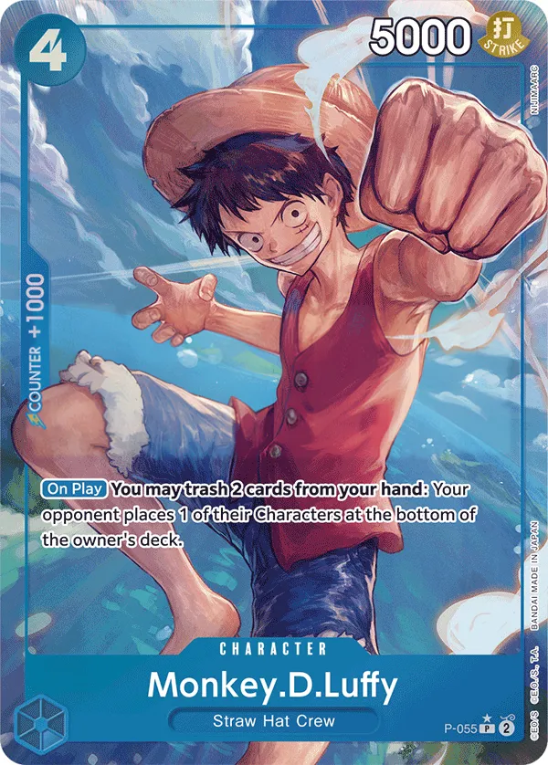Promotion Cards 英語版 Monkey.D.Luffy P-055 · パラレル 3 カード表面