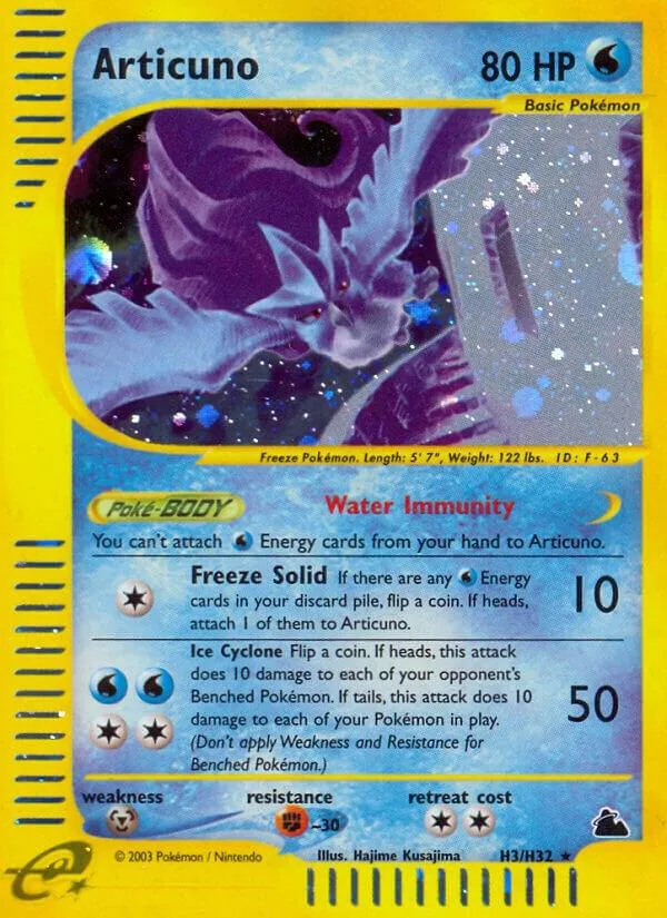 Skyridge 영어판 Articuno H3 카드 앞면