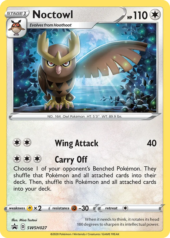 Front of Noctowl SWSH027, SWSH Black Star Promos English