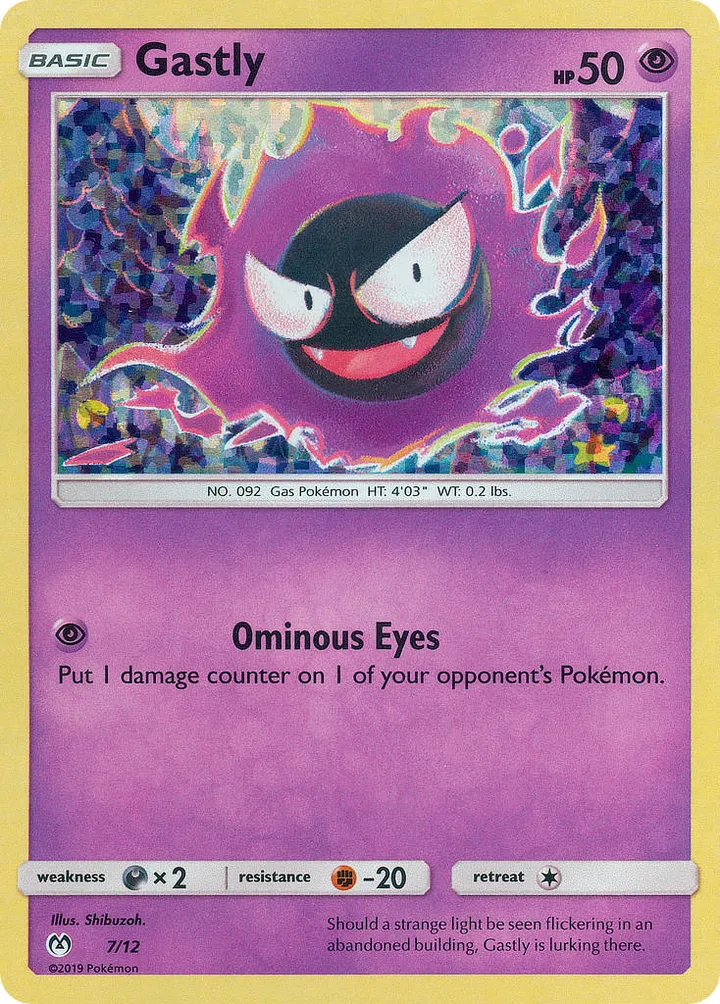 McDonald's Collection 2019 영어판 Gastly 7 카드 앞면