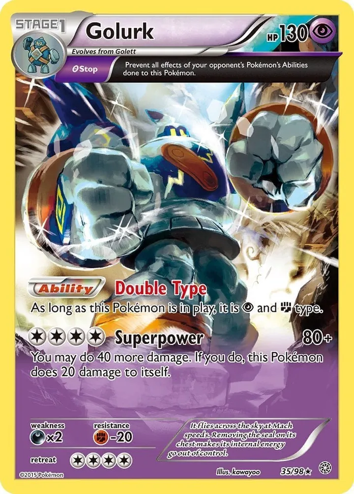 XY—Ancient Origins 英語版 Golurk 35 · STOP カード表面