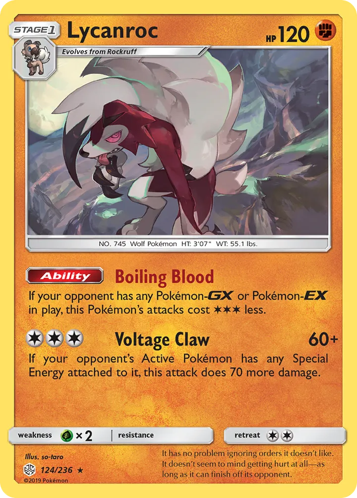 Front of Lycanroc 124, Sun & Moon—Cosmic Eclipse English