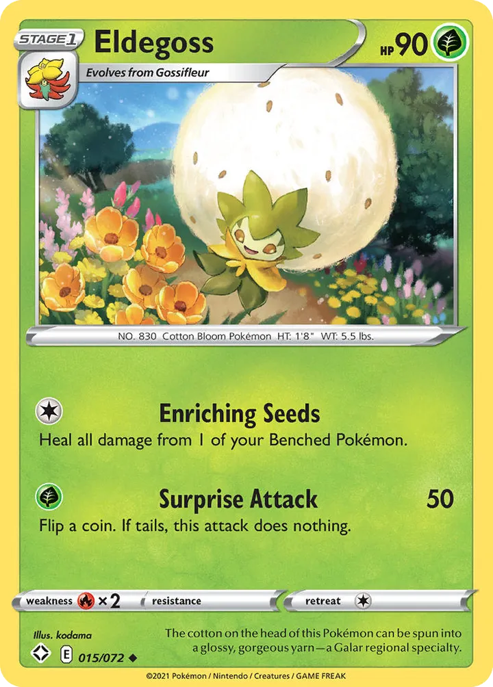 Shining Fates 영어판 Eldegoss 15 카드 앞면