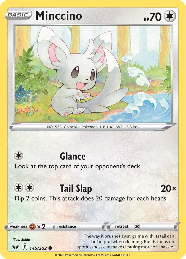 Sword & Shield 영어판 Minccino 145 카드 앞면