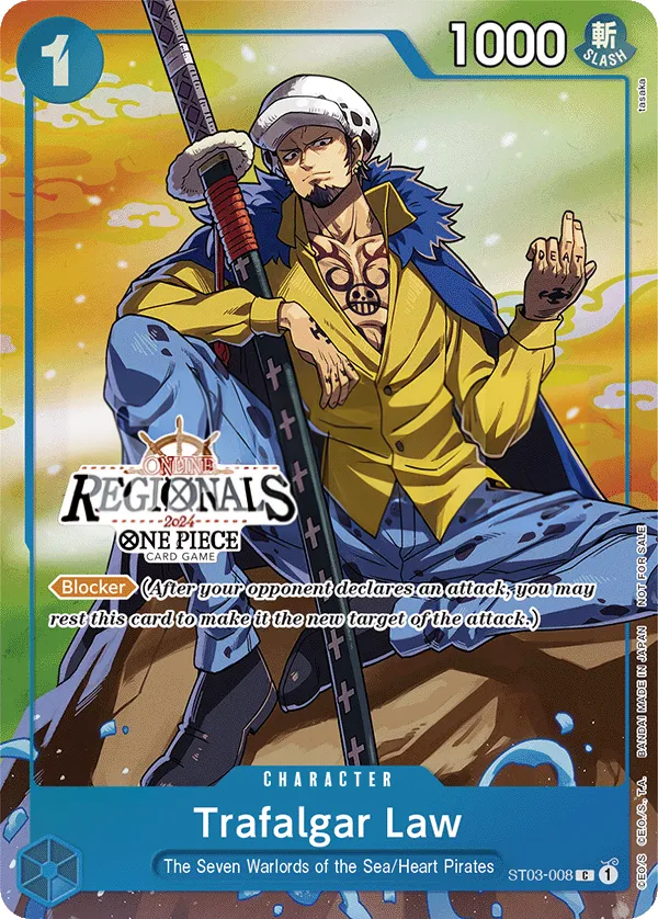 The Seven Warlords of the Sea 영어판 Trafalgar Law ST03-008 · 리저널 카드 앞면