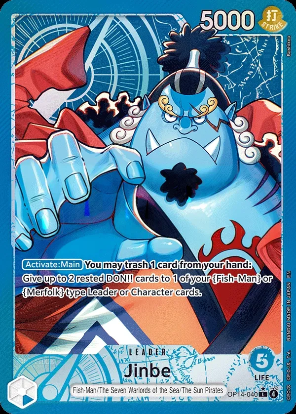 The Azure Sea's Seven 영어판 Jinbe OP14-040 · 패럴렐 카드 앞면