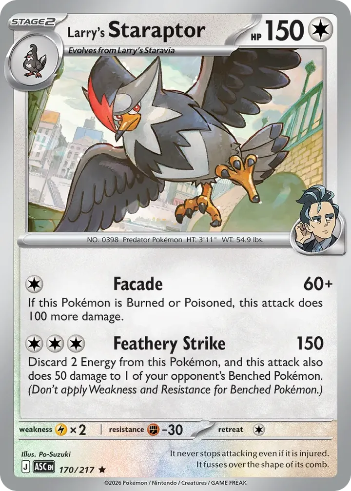 Mega Evolution—Ascended Heroes 영어판 Larry's Staraptor 170 카드 앞면
