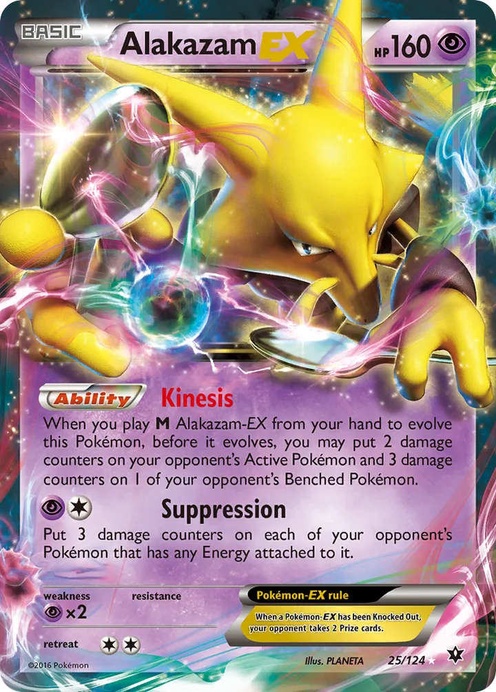 XY—Fates Collide 영어판 Alakazam-EX 25 카드 앞면