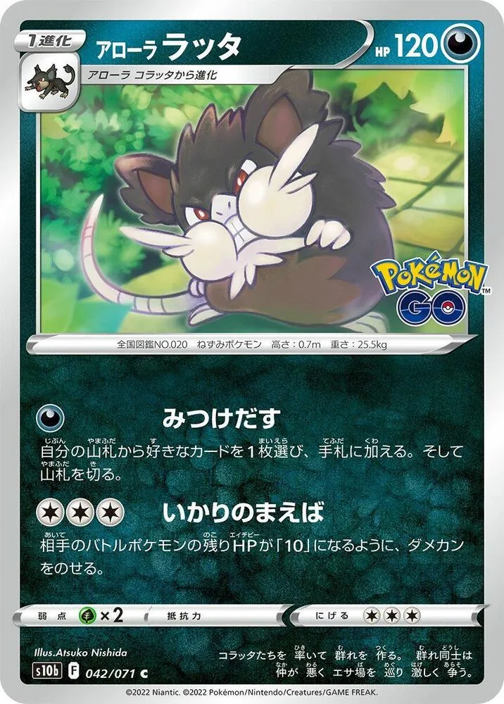 Front of Alolan Raticate 42, Pokémon GO Japanese