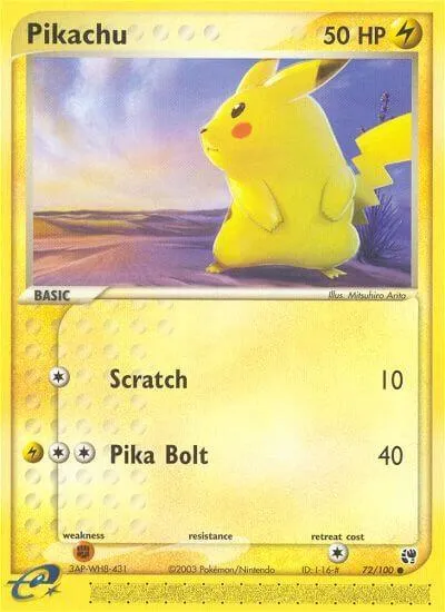 EX Sandstorm 英語版 Pikachu 72 カード表面