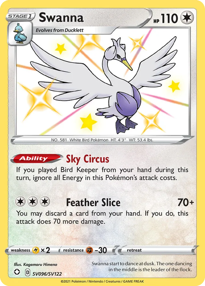 Shining Fates 영어판 Swanna SV096 카드 앞면