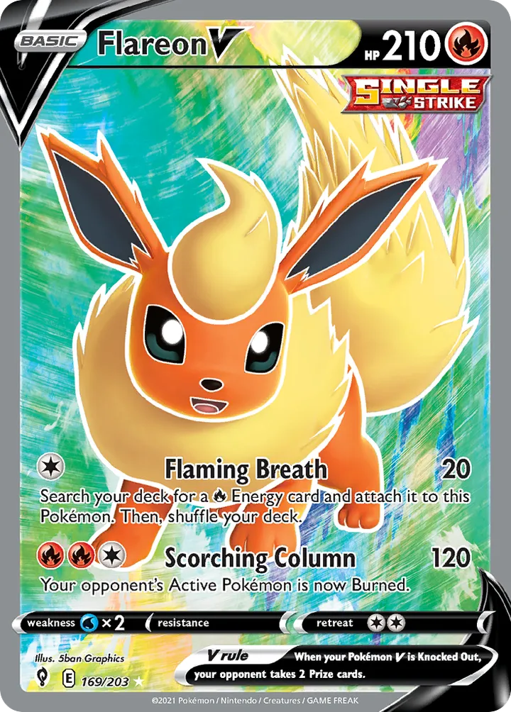 Sword & Shield—Evolving Skies 영어판 Flareon V 169 카드 앞면