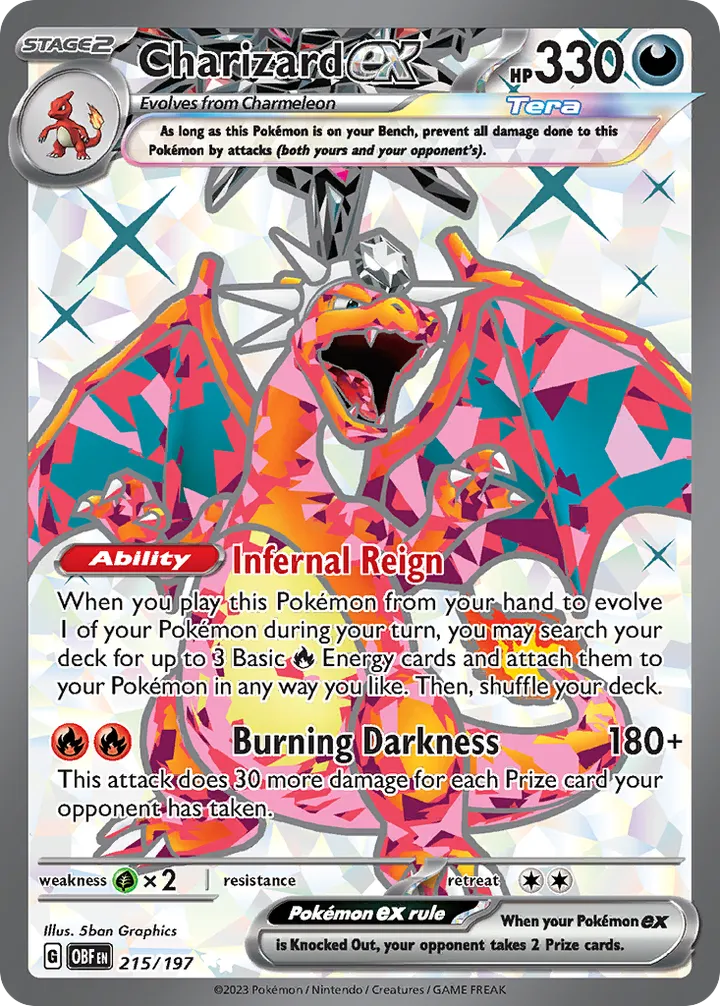 Scarlet & Violet—Obsidian Flames 英語版 Charizard ex 215 カード表面