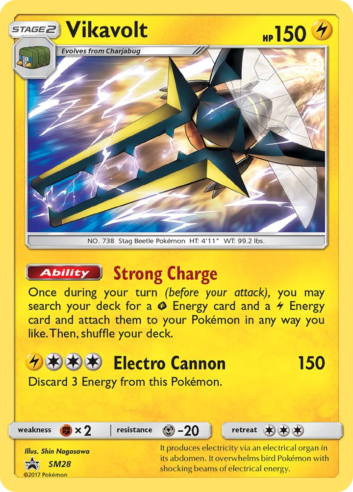 SM Black Star Promos 영어판 Vikavolt SM28 카드 앞면
