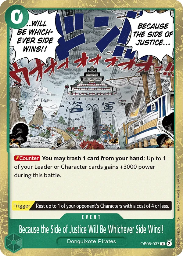 Awakening of the New Era 英語版 Because the Side of Justice Will Be Whichever Side Wins!! OP05-037 カード表面