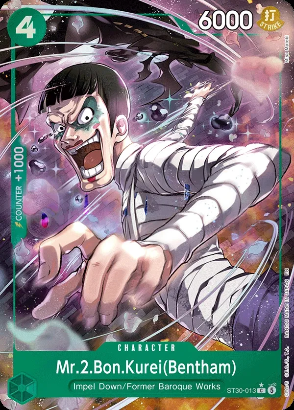 Luffy & Ace 영어판 Mr.2.Bon.Kurei(Bentham) ST30-013 · 패럴렐 카드 앞면