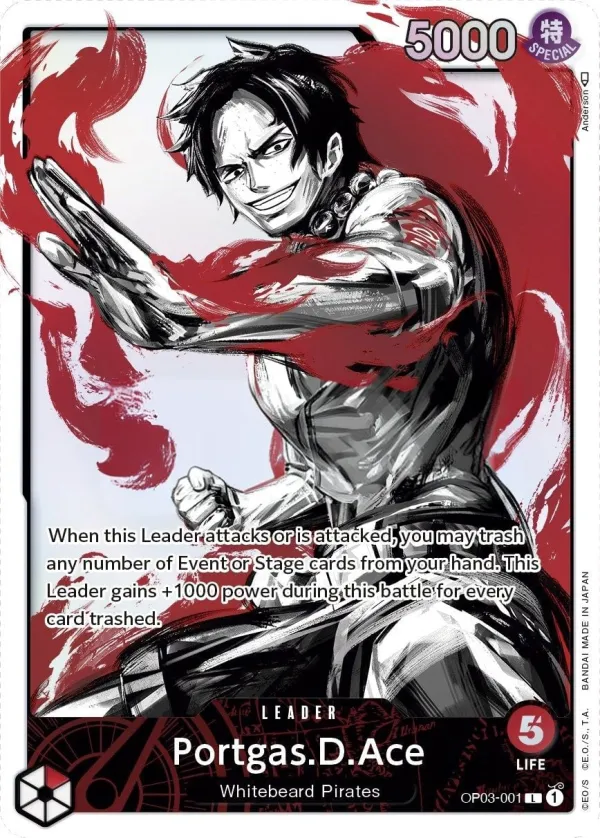 Pillars of Strength 영어판 Portgas.D.Ace OP03-001 · 패럴렐 카드 앞면