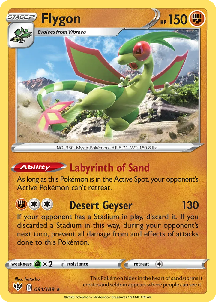 Sword & Shield—Darkness Ablaze 영어판 Flygon 91 카드 앞면