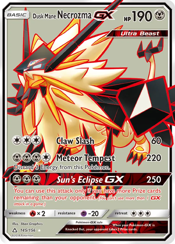 Sun & Moon—Ultra Prism 영어판 Dusk Mane Necrozma-GX 145 카드 앞면