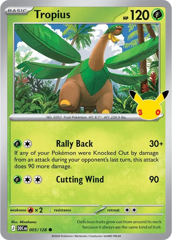 Pokémon TCG: 30th Celebration 英語版 Tropius 5 カード表面