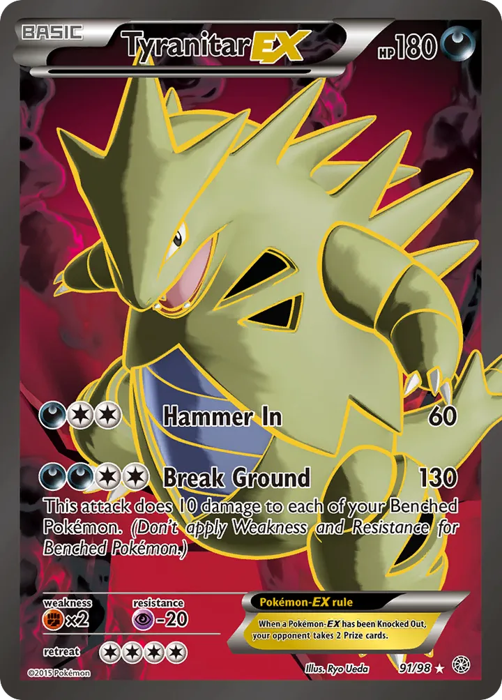XY—Ancient Origins 英語版 Tyranitar-EX 91 カード表面