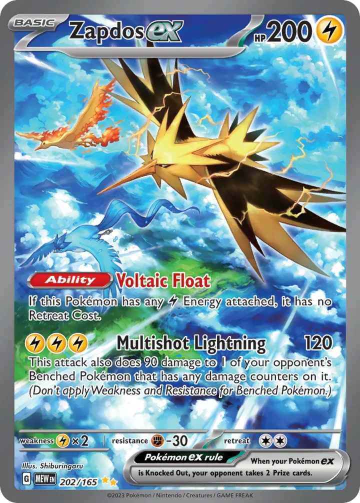 Scarlet & Violet—151 영어판 Zapdos ex 202 카드 앞면